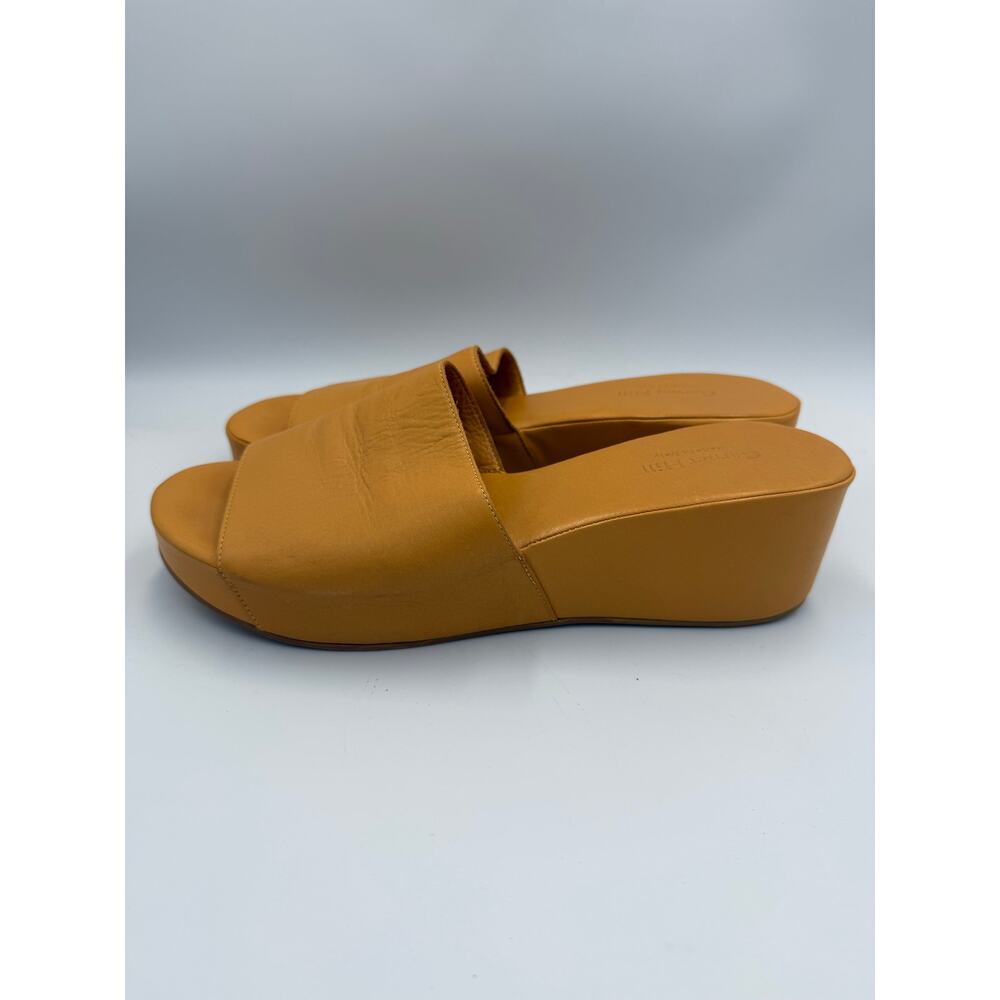 Garnet Hill Yellow Leather Wedge Sandal Made in Italy 11 - Picture 3 of 9